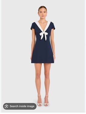 Amanda Uprichard Navy Dress with White Sailor Collar and Bow